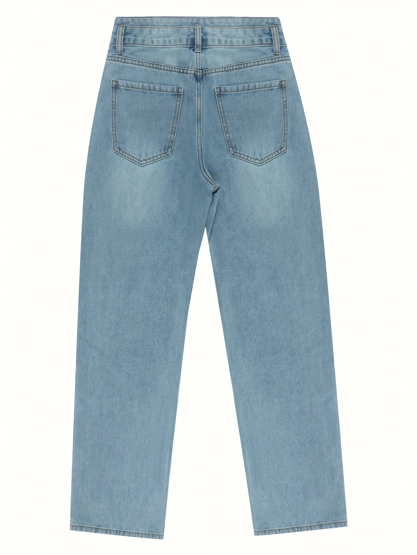 Jeans femmes– coupe décontractée, taille élastique, patchwork à double bouton, style baggy, tailles plus, bleu délavé et kaki