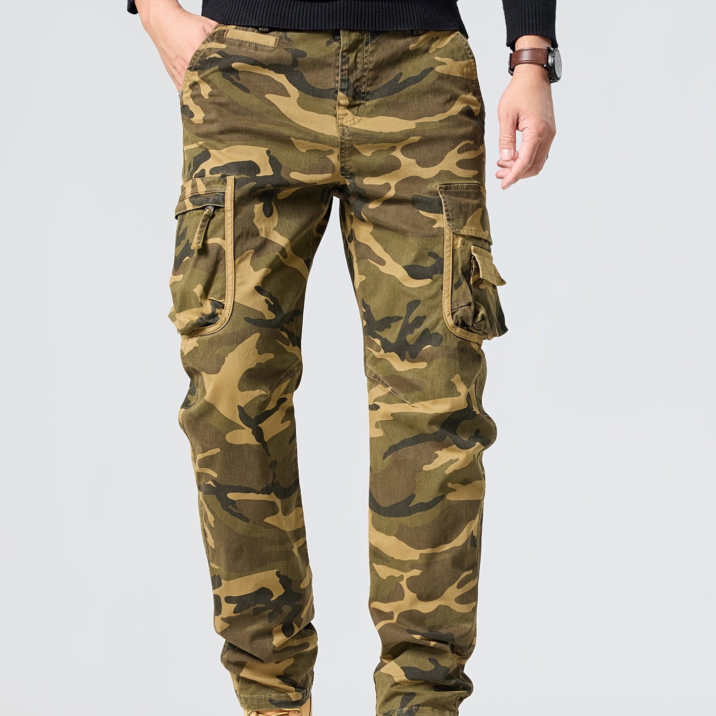 Pantalon Cargo Homme Camouflage – Coupe Droite, Multi-Poches, Style Streetwear Outdoor Automne/Hiver