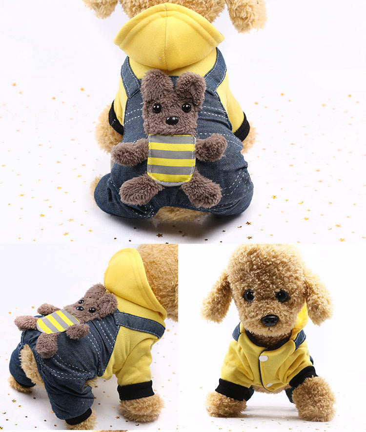 Warm Cartoon Pet Clothes for Dogs & Cats – Soft Cotton Jumpsuit