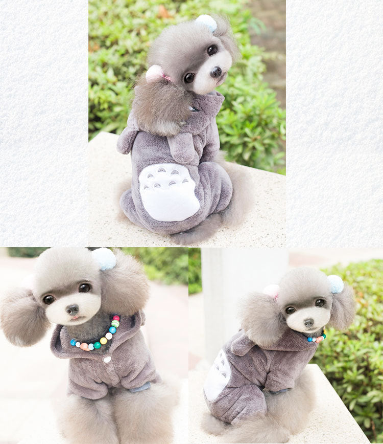Warm Cartoon Pet Clothes for Dogs & Cats – Soft Cotton Jumpsuit
