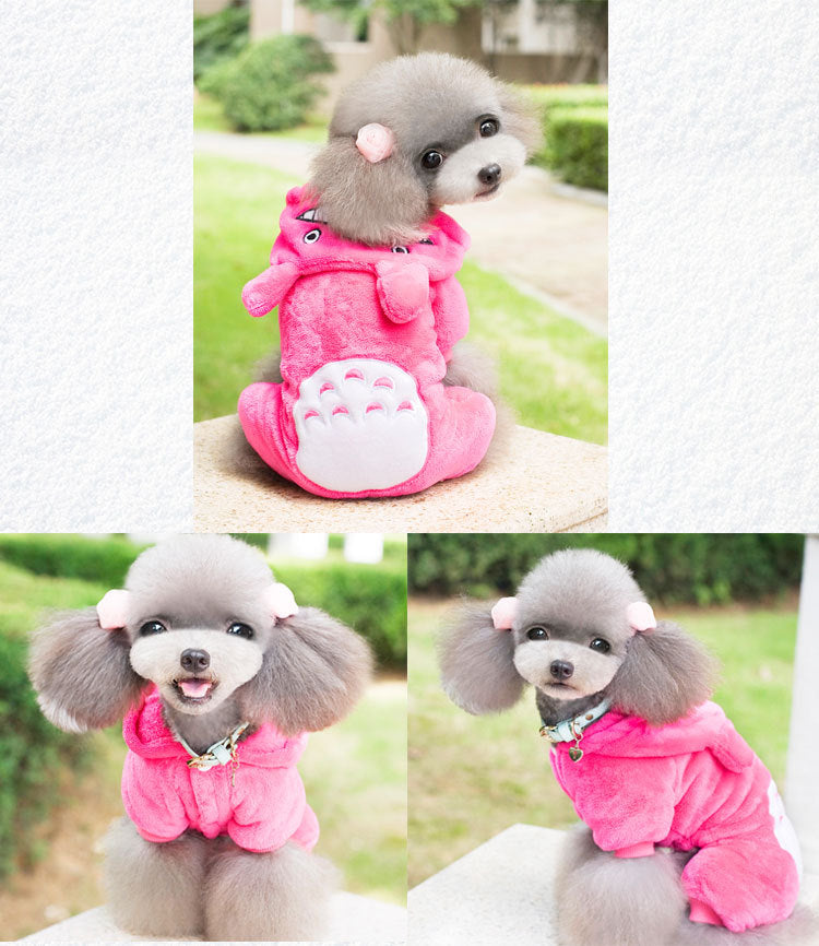 Warm Cartoon Pet Clothes for Dogs & Cats – Soft Cotton Jumpsuit