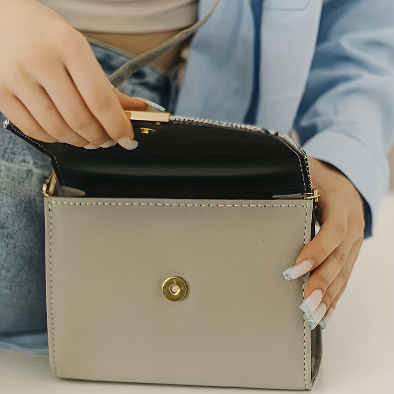 Sac à bandoulière à carreaux tendance – rabat avec bouton-pression, bandoulière, sac et portefeuille pour usage quotidien