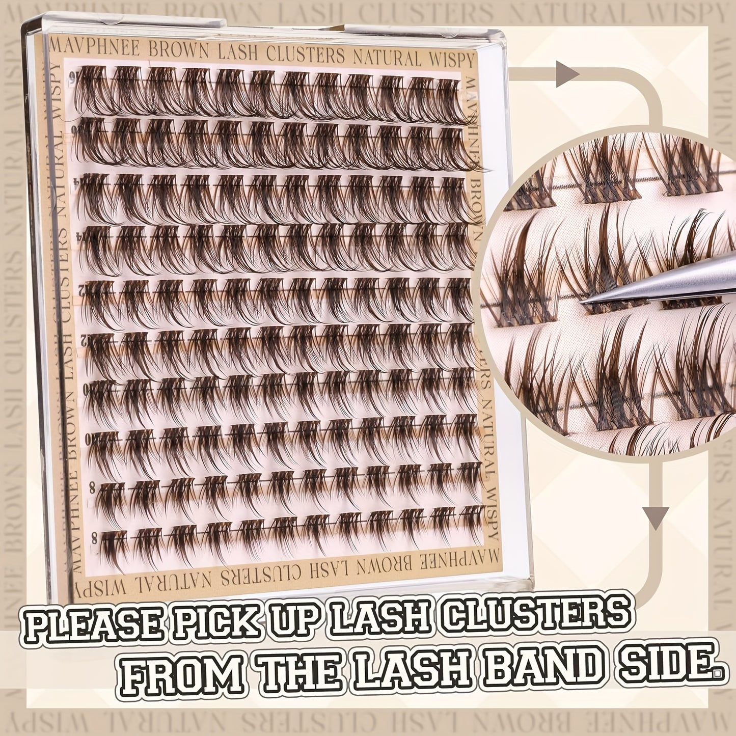 Lot de 120 Touffes de Cils Naturels Bruns – Longs et Épais, Multi-Styles, Effet Œil de Chat, Courbure D, Longueurs 8-16 mm, Idéal Débutants, Extensions DIY