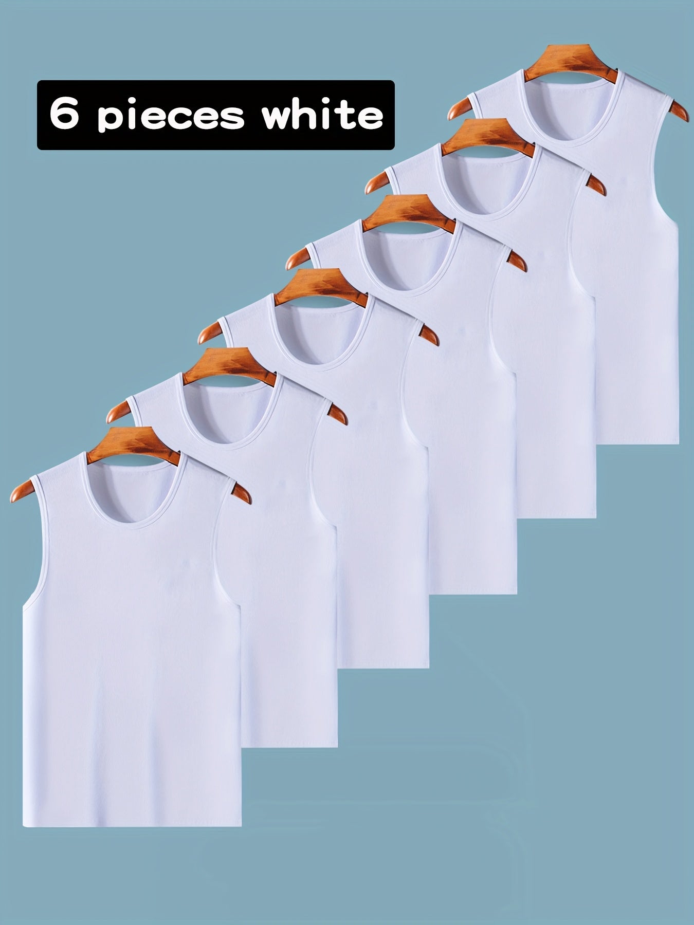 Lot de 6 Débardeurs Homme – Noir, Blanc, Gris, Confortables et Extensibles
