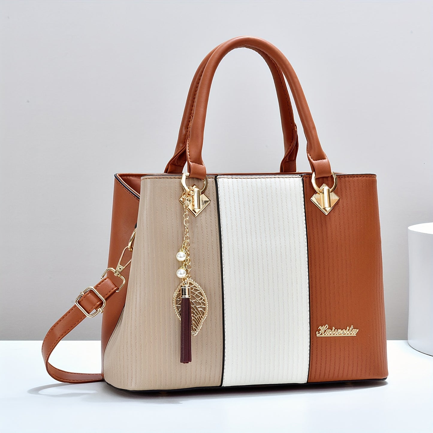 Sac cabas vintage grande capacité pour femme – épaule et main, bandoulière détachable, fermeture éclair