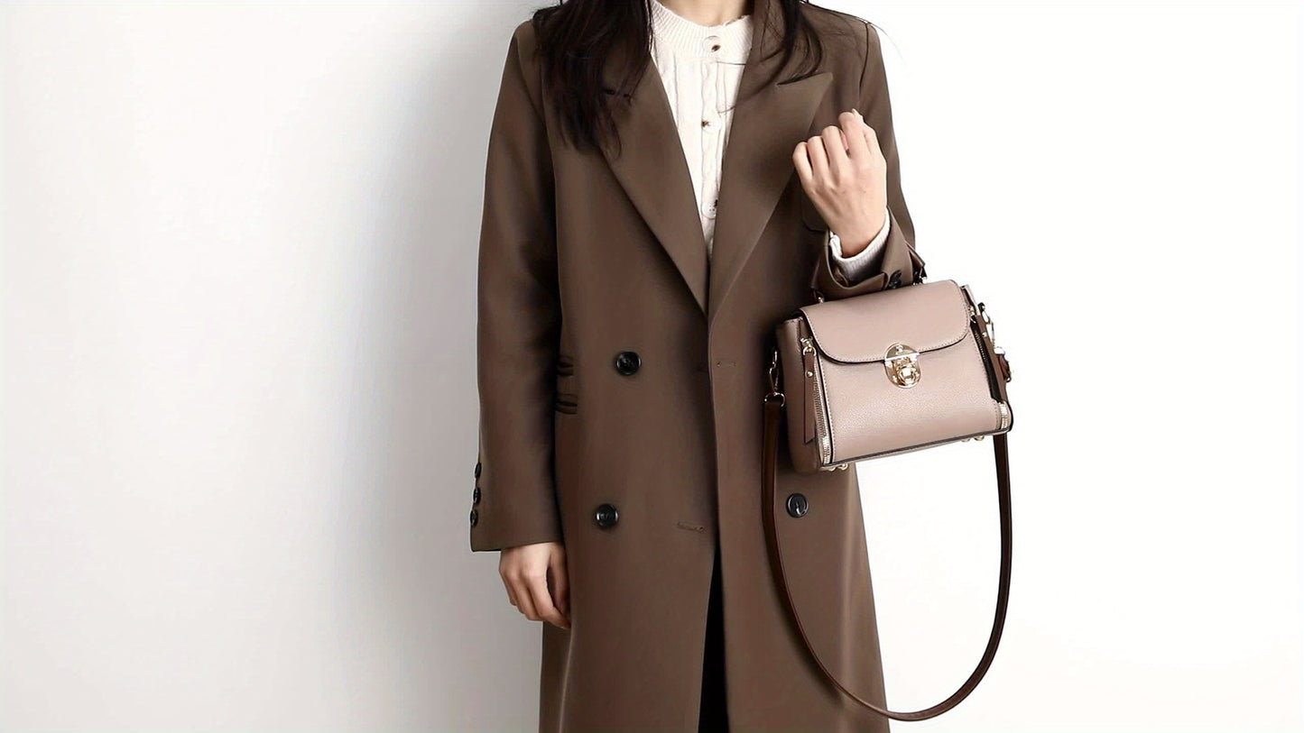 Sac bandoulière décontracté pour femmes – bandoulière réglable, couleur unie, fermeture magnétique, simili cuir PU, doublure polyester, nettoyage à sec uniquement, bords peints, disponible en noir et kaki