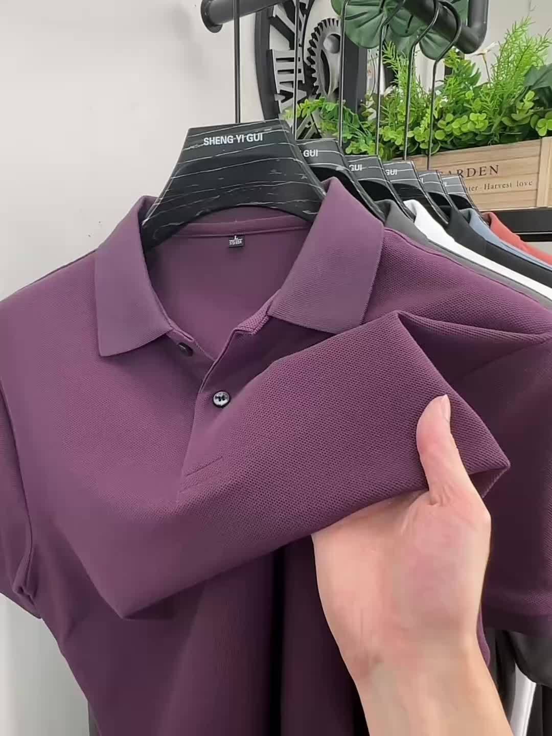 Men'S Business Casual Shirt - Formal & Everyday Office, Golf, Casual Attire - Classic Collar Button-Up Shirt - All-Season Professional T-Shirt for Men - Easy-Care Professional Attire, Golf Apparel, Solid Color Design, Comfort