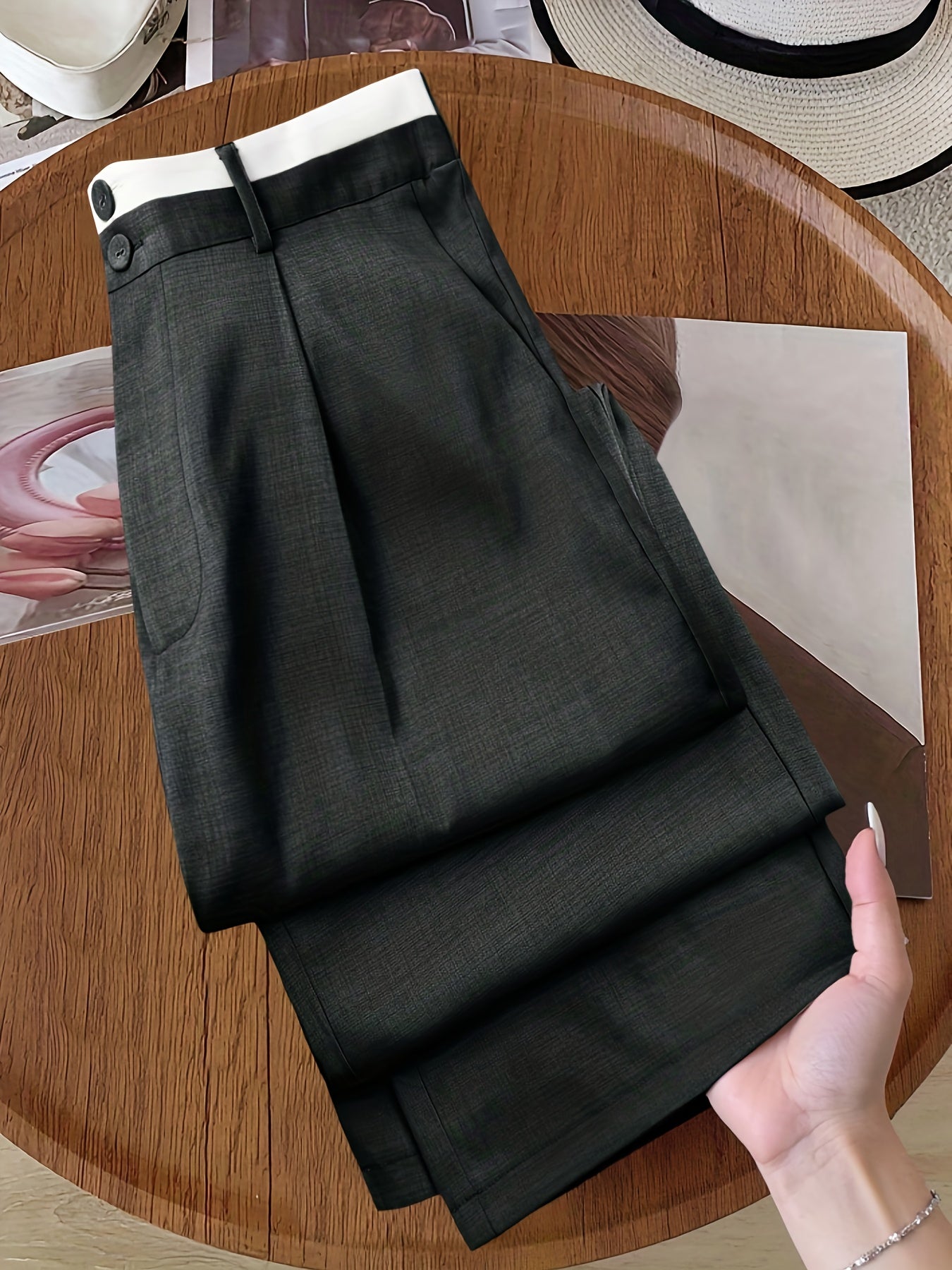 Pantalon Femme Grande Taille Élégant – Style Bureau avec Boutons