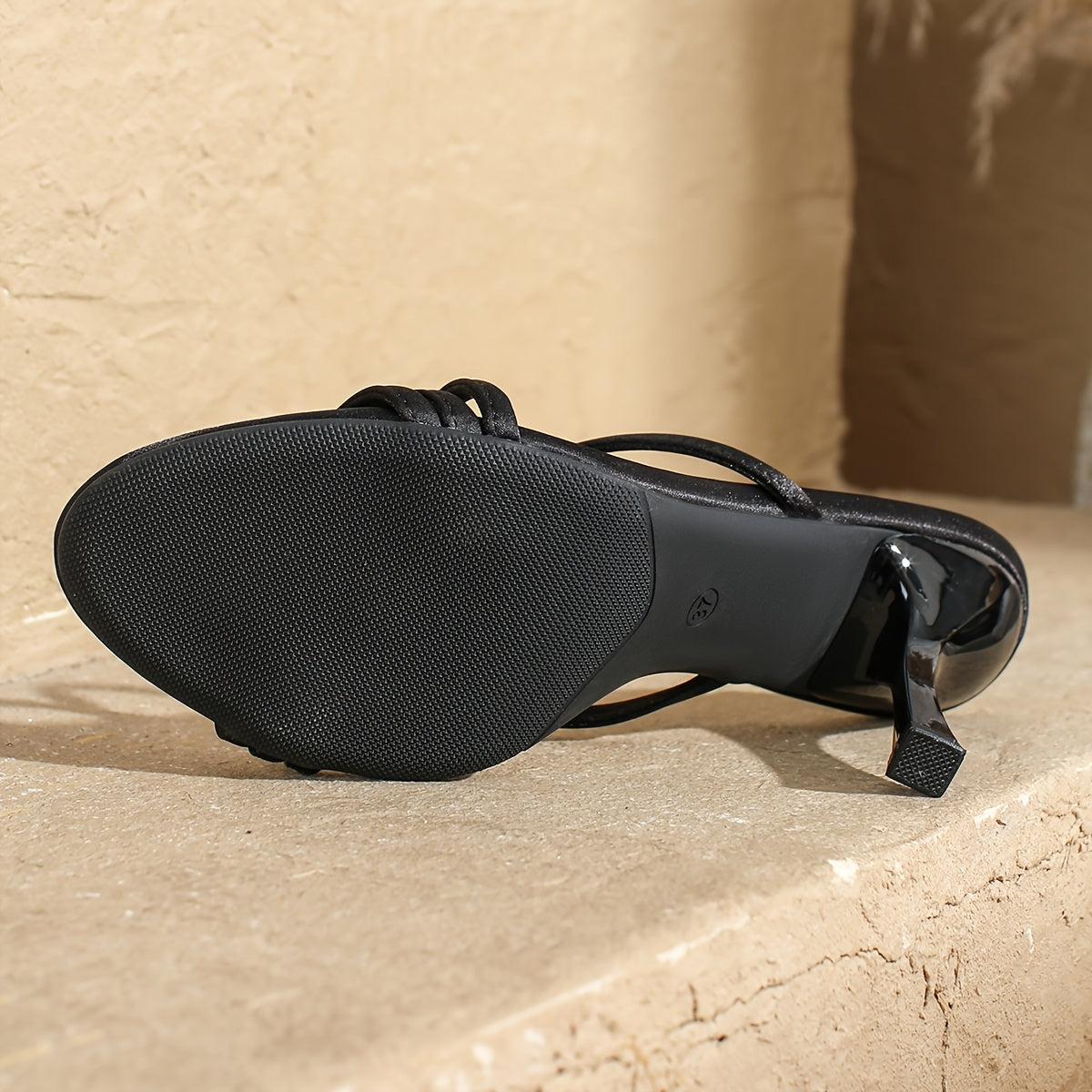 Sandales d’été à talons fins pour femme – Noir