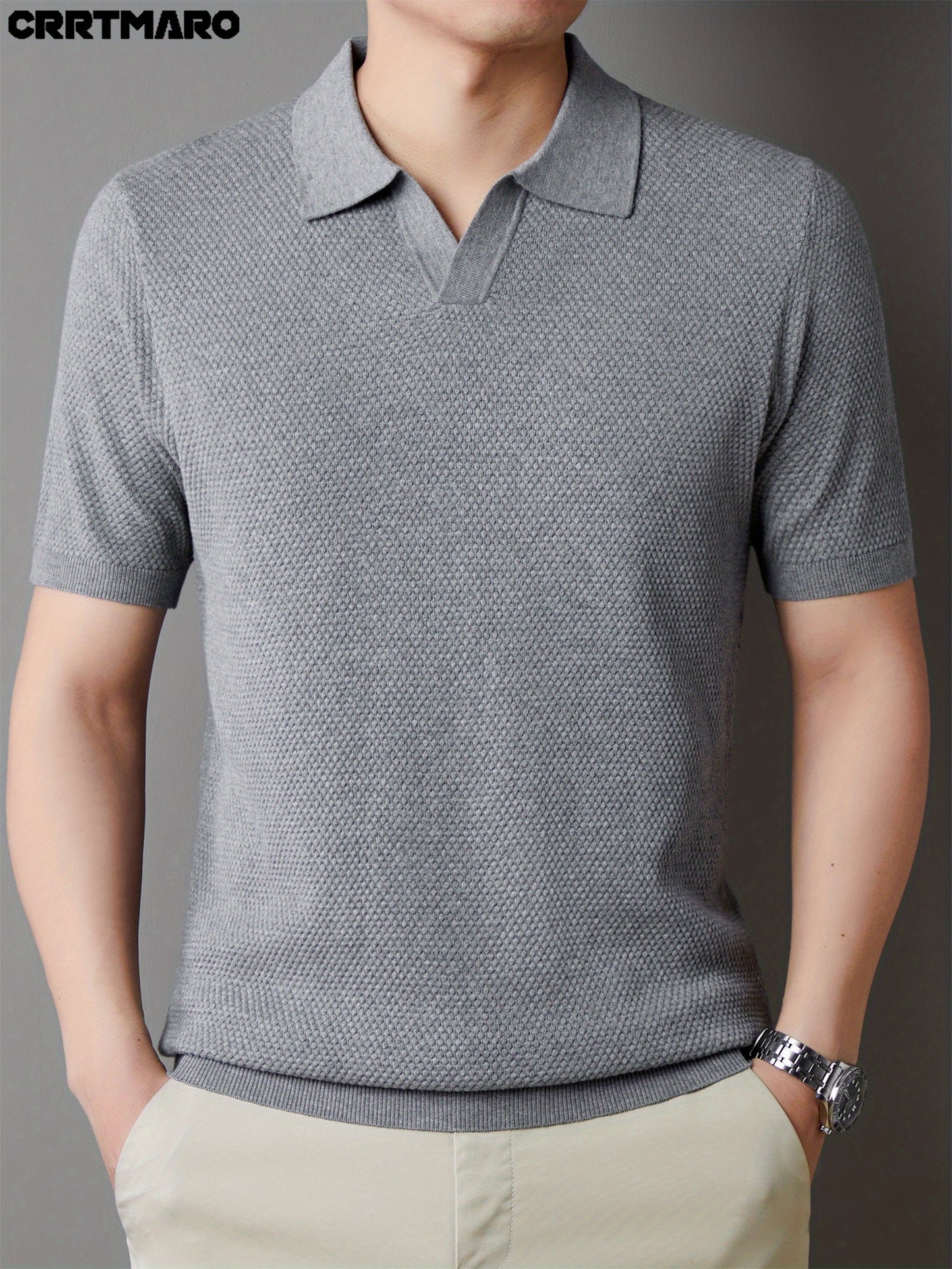 Men's 100% Cotton Shirt - Classic Fit Casual Short Sleeve, Solid Color Button- Collar for Spring/Fall, Versatile for Office & Casual Attire