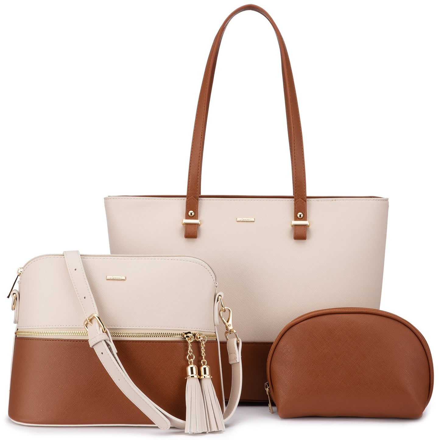 Set de Sacs à Main Femme– Grand Sac à Main Élégant, Sac à Épaule et Shopper, Set de 3 Pièces, Idéal comme Cadeau pour Femme, Bureau, Université ou Voyages