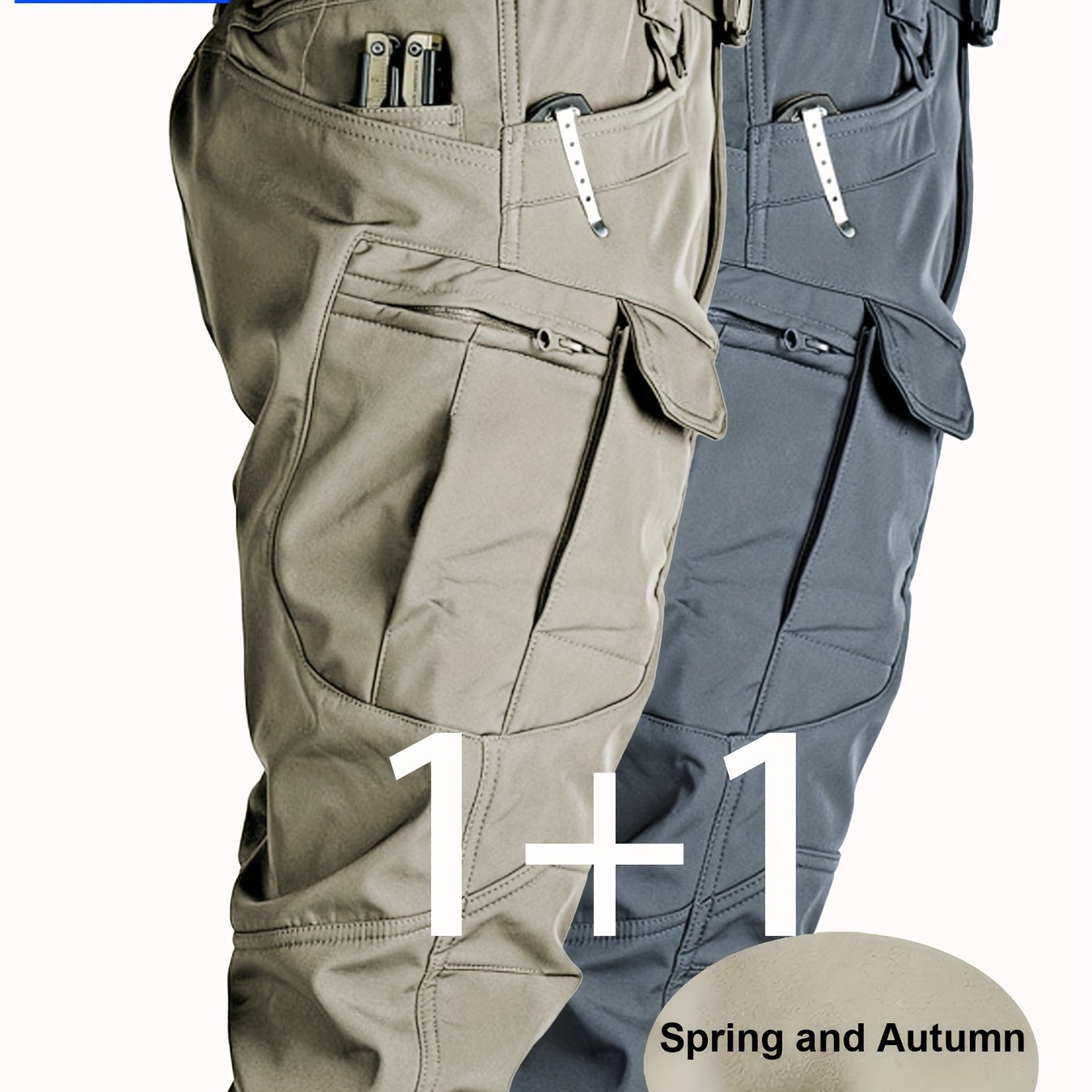2pcs Pantalons Cargo Homme – Tactiques, Multipoches, Stretch Léger, Casual & Outdoor, Printemps/Automne