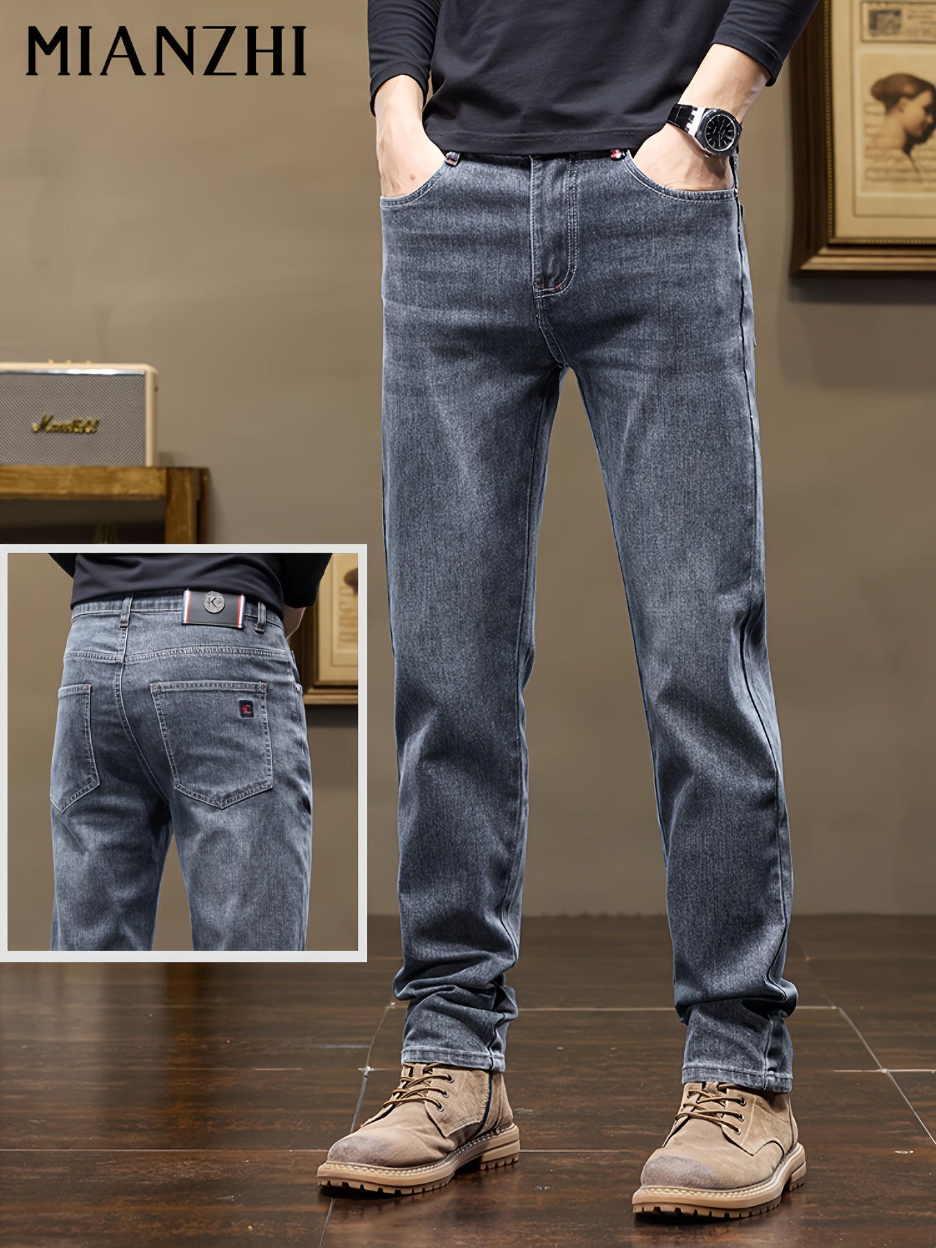 Jean droit premium pour homme – pantalon décontracté ample et stylé, polyvalent, épais, idéal pour l’automne et le quotidien