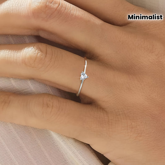 1pc minimalist heart ring S925 Sterling Silvery Promise Wedding EngaSynthetic Gemstoneent Rings for Women Wedding Season Jewelry Anniversary Solitaire Ring Thanksgiving Valentine's Day Gift for Ladies