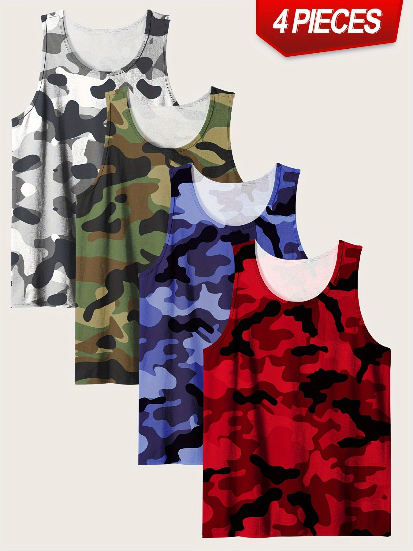 Lot de 4 Débardeurs Homme Grande Taille – Camouflage