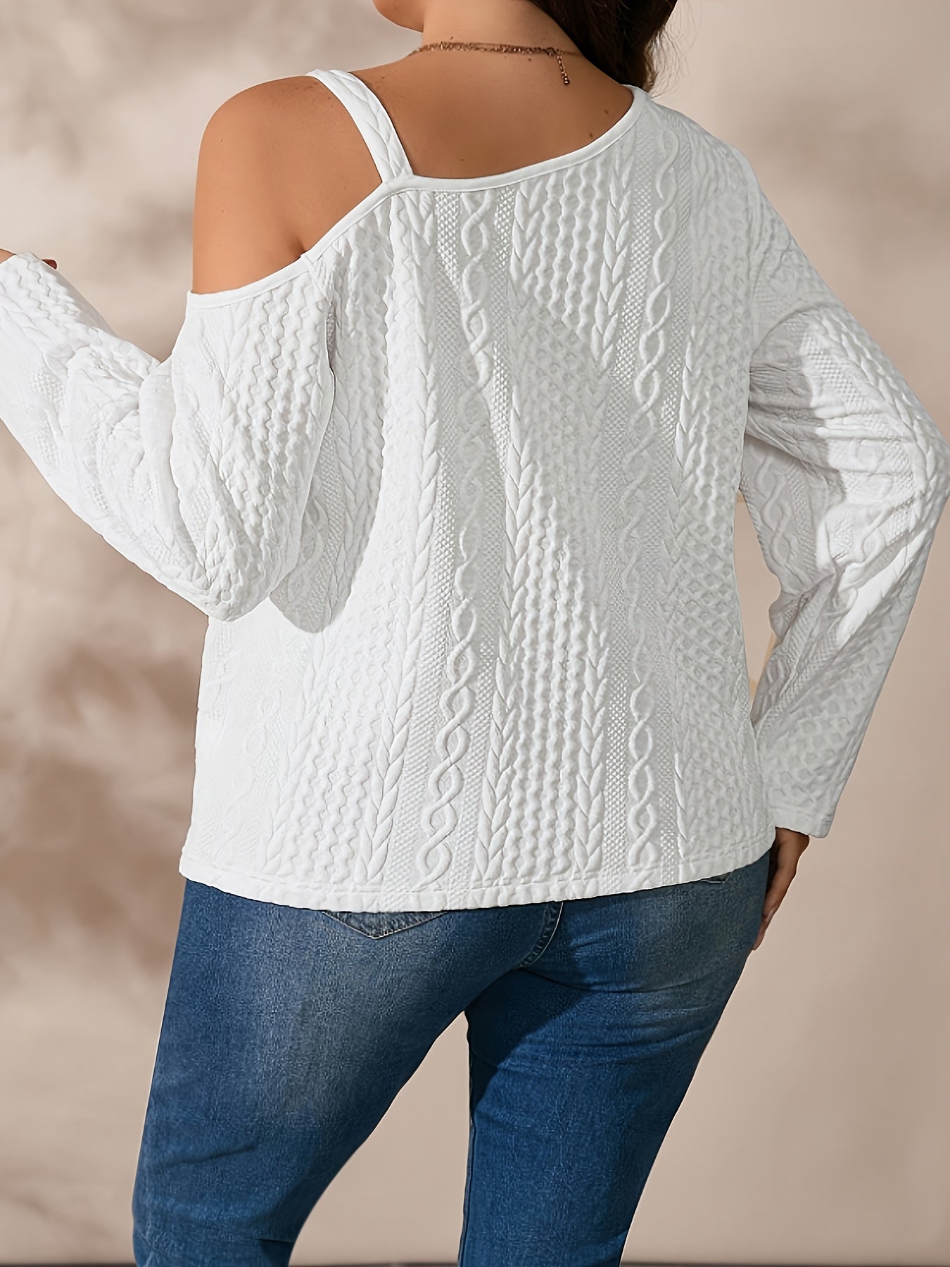 Tunique femme grande taille élégante, oversize, une épaule, manches longues, col rond, ourlet asymétrique, hiver, polyvalente casual et formelle