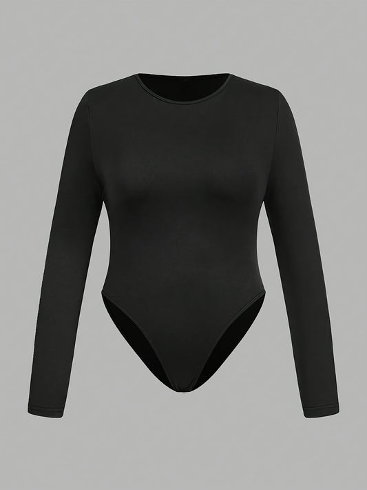 Ensemble 3 pièces grande taille pour femmes – T-shirts ajustés à manches longues, col rond, couleur unie et imprimé léopard, casual