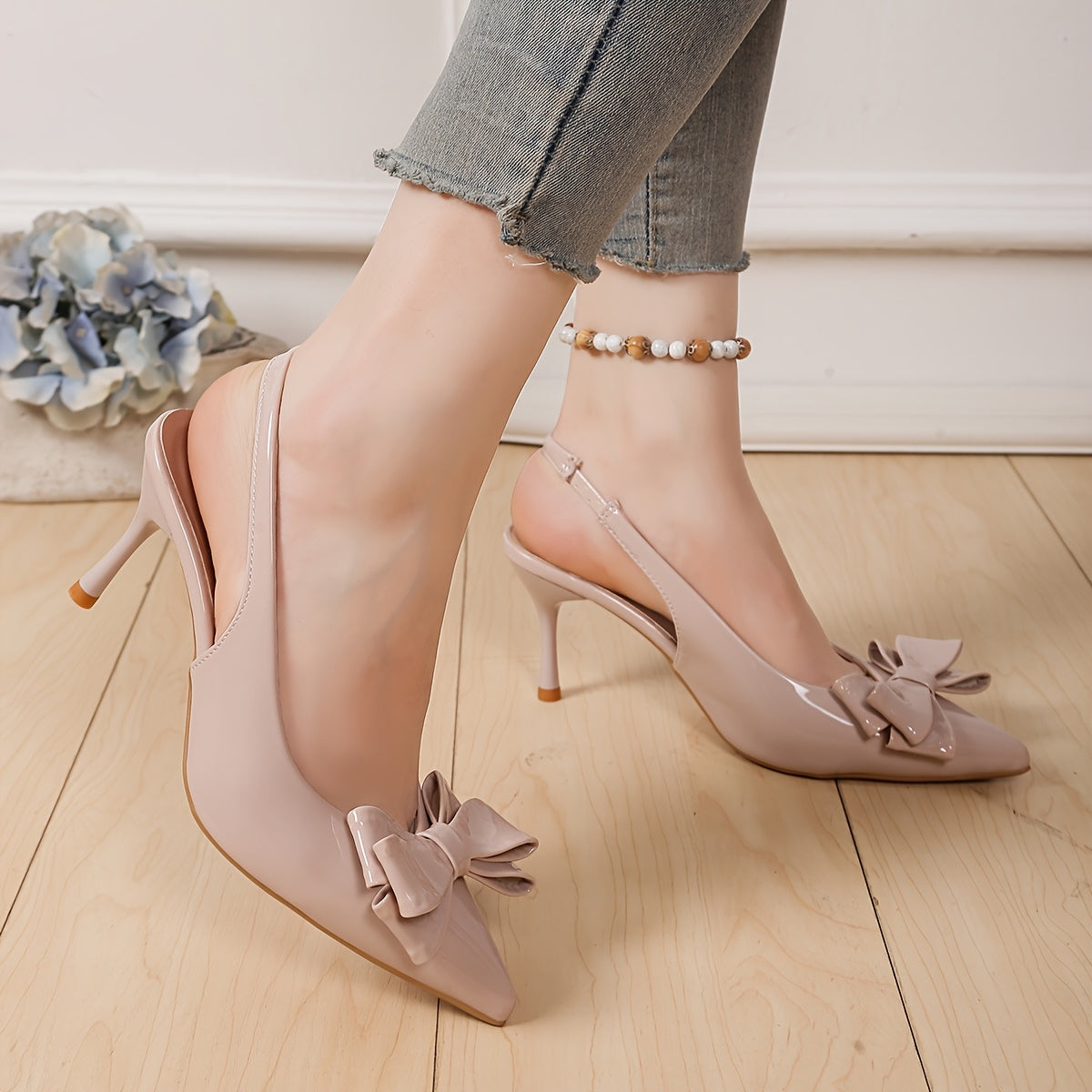 Chaussures Élégantes pour Femme 2025 – Talons Hauts Synthétiques avec Nœud, Bout Rond ou Pointu, Talon Aiguille, Semelle en Caoutchouc, Tige et Doublure Synthétiques – Polyvalentes Toutes Saisons pour Mariage, Bureau, Loisirs et Soirées