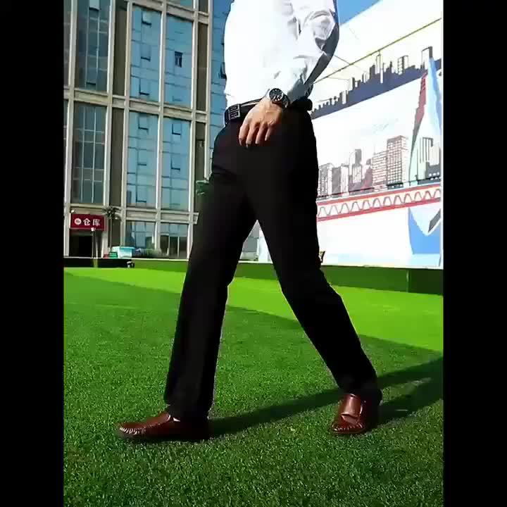 2pcs Pantalons Homme – Business & Casual, Anti-Rides, Taille Élastique, Jambe Droite, Tout Saison