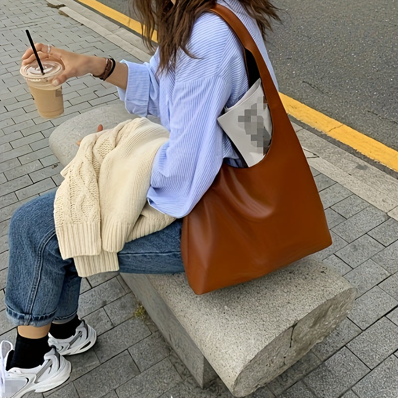 Sac Femme – Sac Hobo Tendance Couleur Unie, Sac à Main Décontracté
