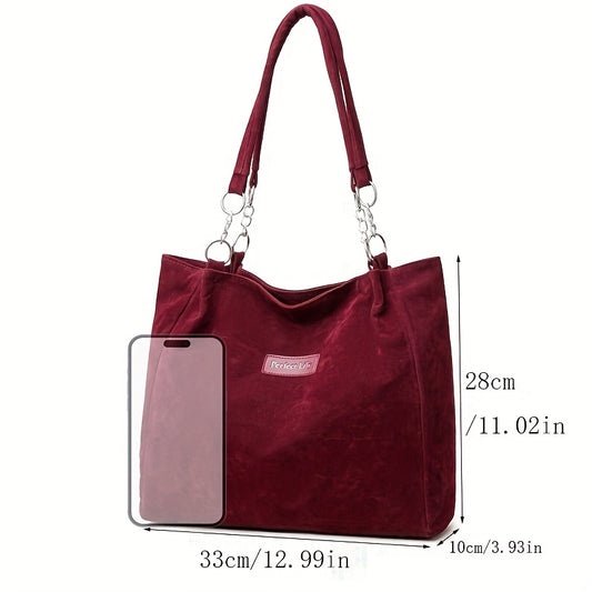Sac Cabas Femme Vintage en Synthétique avec Bandoulière Chaîne – Grande Capacité, Multiples Compartiments, Fermeture Éclair et Bandoulière Fixe, Couleurs Élégantes Marron/Rouge, Construction Robuste, Style Rétro, Sac Polyvalent et Durable