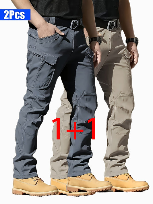 2pcs Pantalons Cargo Homme – Tactiques, Multipoches, Stretch Léger, Casual & Outdoor, Printemps/Automne