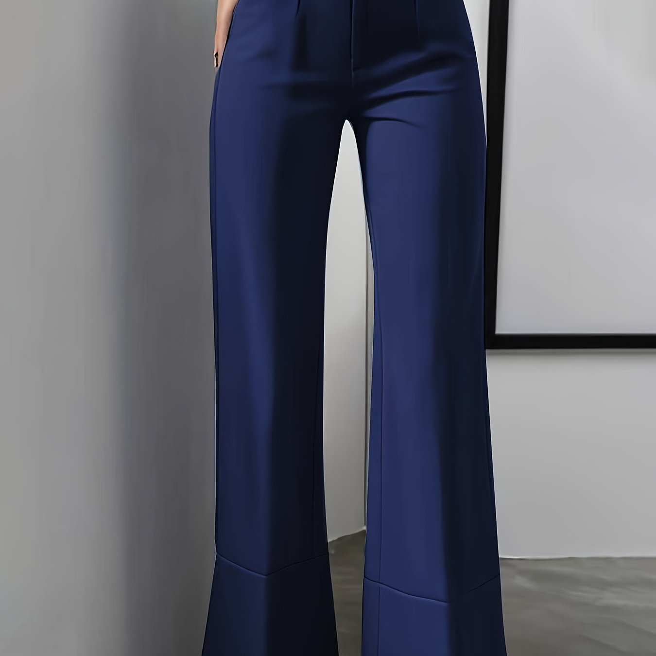 Pantalon Femme Jambe Droite – Sans Ceinture, Bureau et Décontracté, Coupe Structurée, Facile d’Entretien, Printemps/Automne