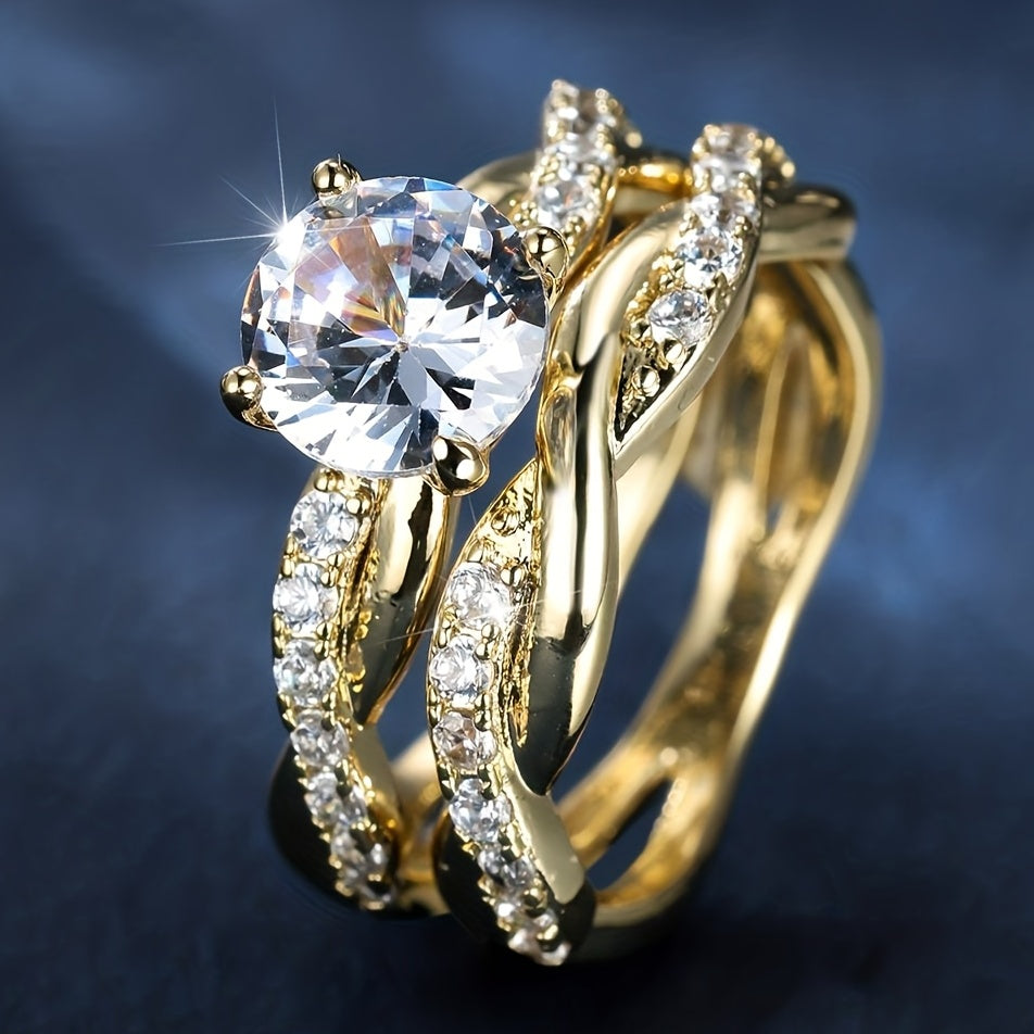 Vintage Cross Twisted Ring Set with Minimalist Twist and Engagement Wedding Rings