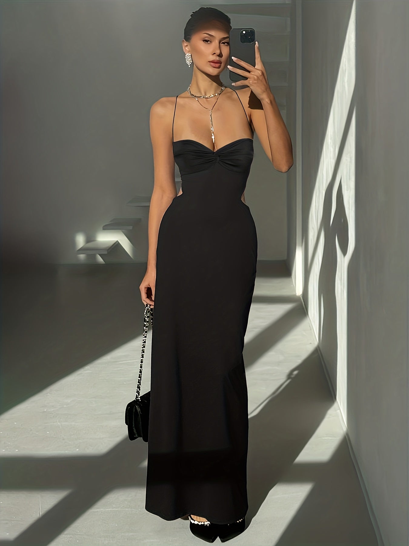 Robe Femme Sexy Élégante de Soirée — Dos Nu, Silhouette Sirène/Trumpet, Sans Manches, Robe Formelle pour Soirées et Mariages, Coupe Bodycon Flatteuse, Idéale pour Prom, Gala et Tenues Chics Quotidiennes, Style Sophistiqué