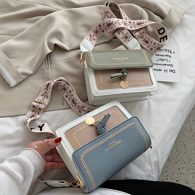 Sac Bandoulière à Rabat Tendance pour Femme – Décor Boucle – Sangle Large et Confortable