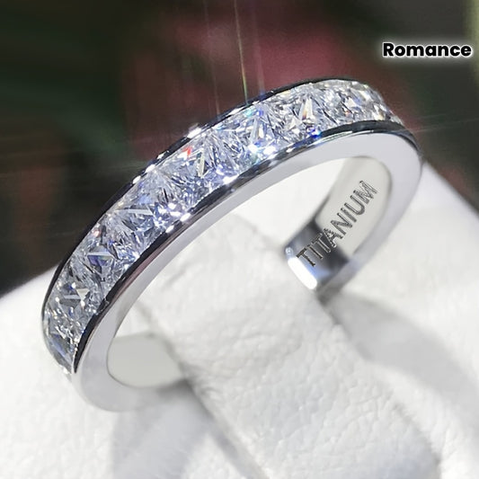 1 bague classique et romantique de 2 mm de largeur avec pierres en zircon cubique synthétique. Alliance unisexe pour hommes et femmes, idéale pour fiançailles, mariage ou anniversaire