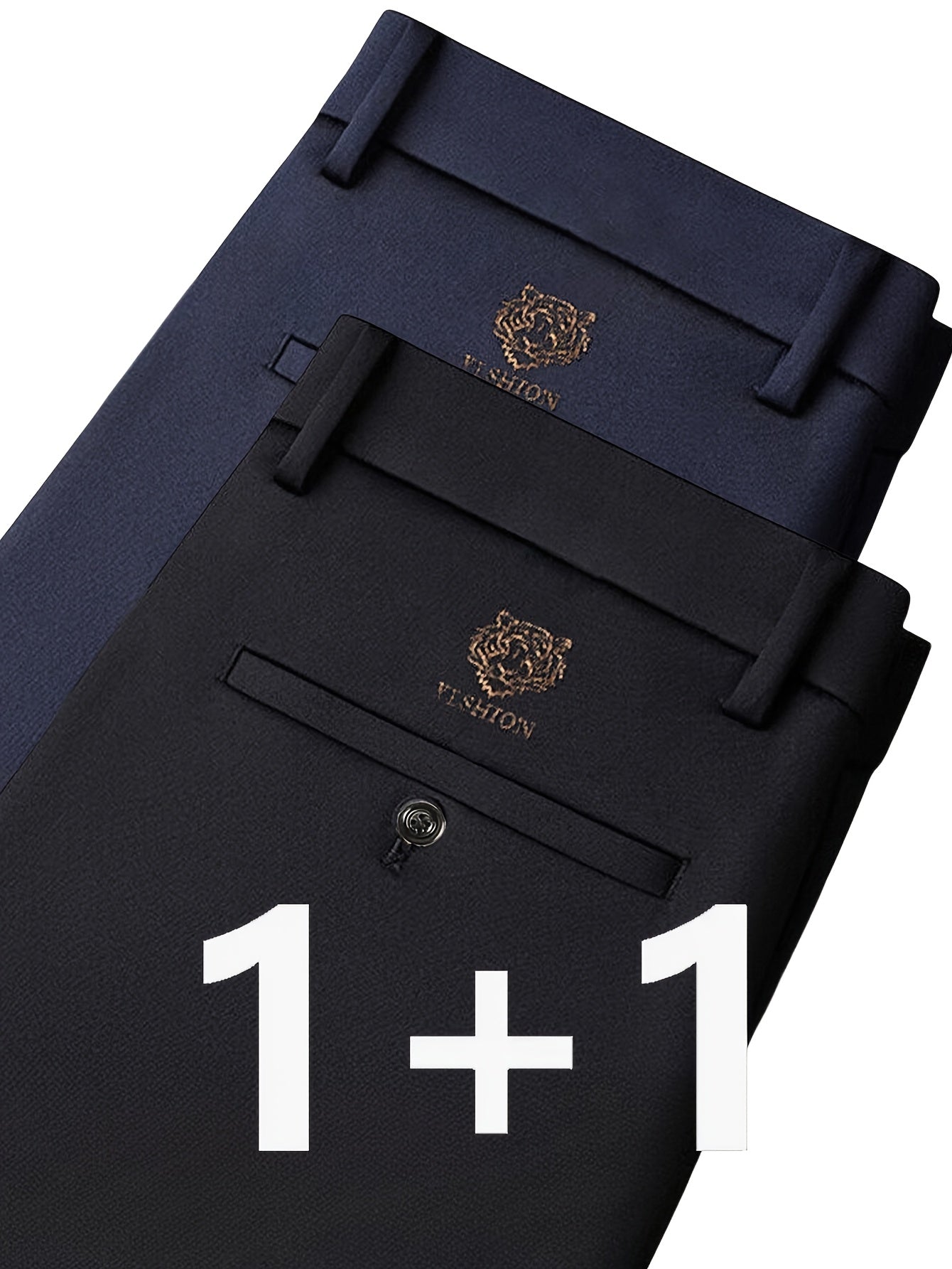 2pcs Pantalons Homme – Anti-Rides, Sans Repassage, Formels, Moyen Âge & Seniors