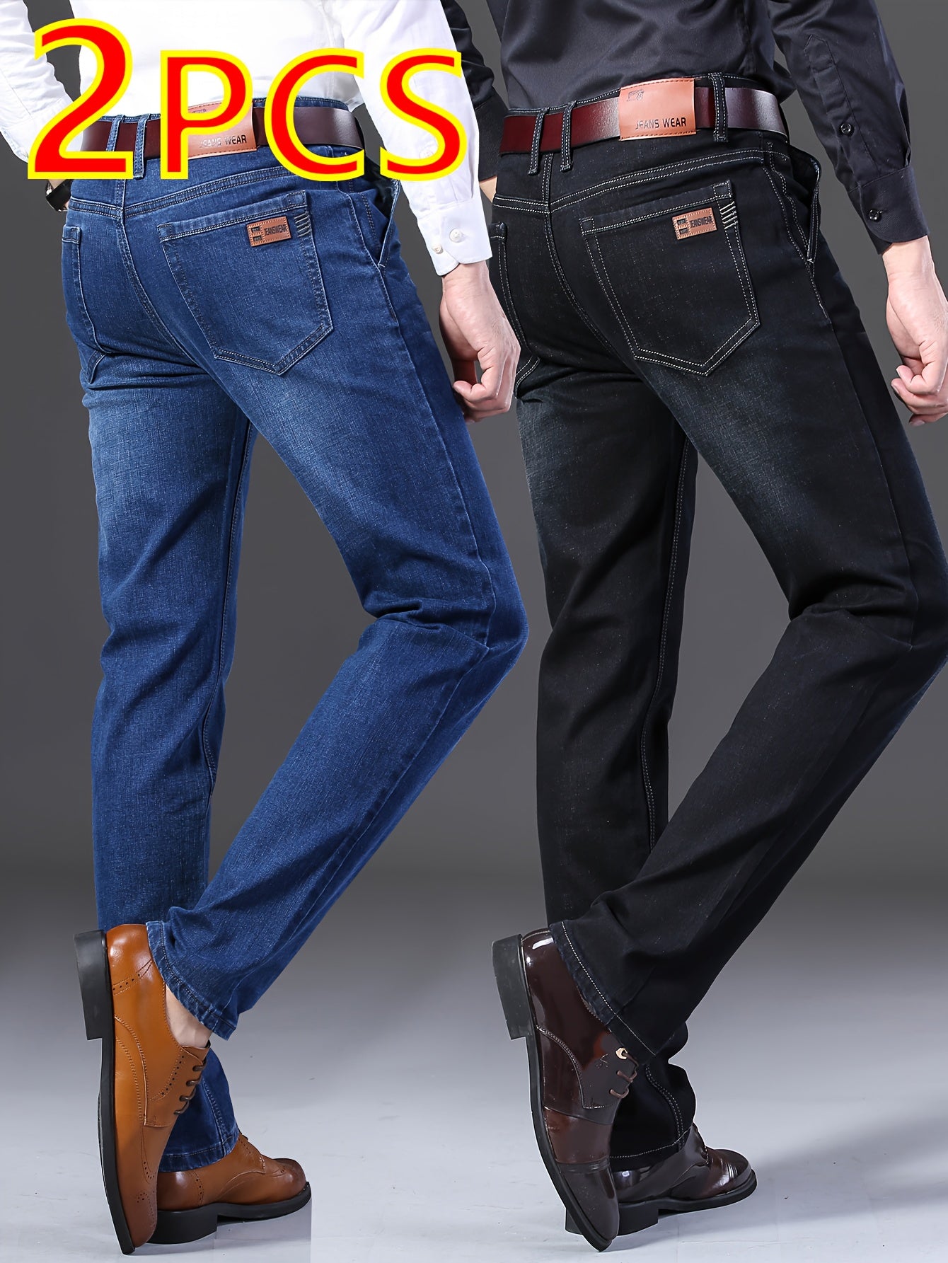 Jeans slim extensibles pour homme (2 pièces) – style tendance et polyvalent, toutes saisons, idéal business casual