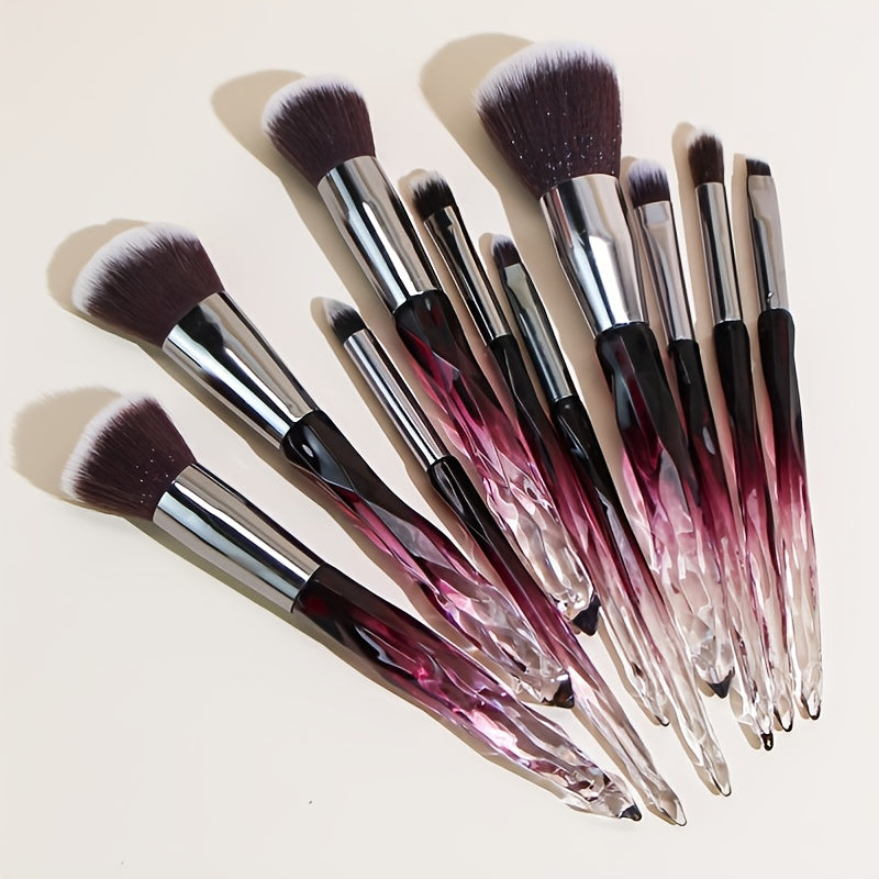 Set 10 Pinceaux Maquillage Cristal – Fond de Teint & Yeux