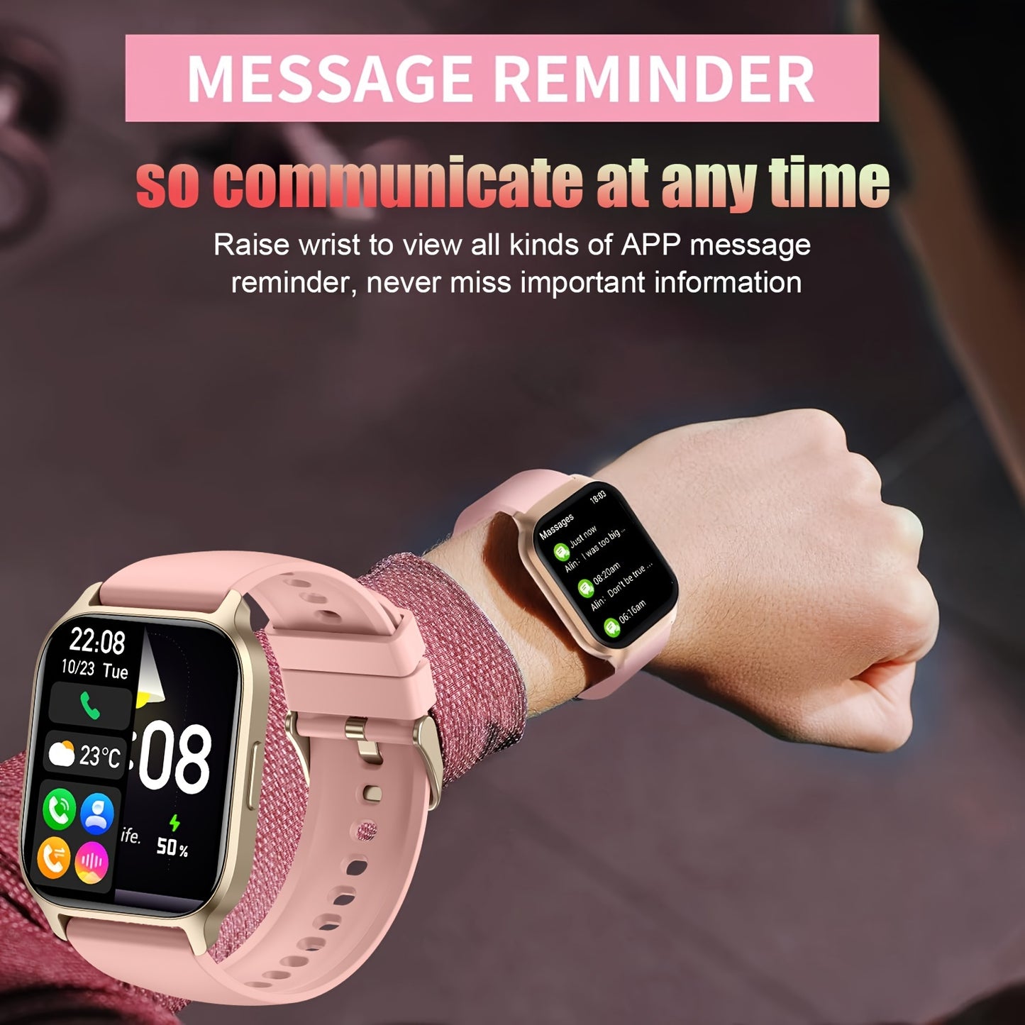 Smart Watch (Make/Answer Call), 4.7cm BT Calling Smartwatch for Women Men, Fitness Tracker Watch for iPhone And Andriod Phones with Lock Screen/ Stopwatch/ Alarm Clock/100+ Sport Modes/ Weather display/DIY Wallpaper, Good Gif
