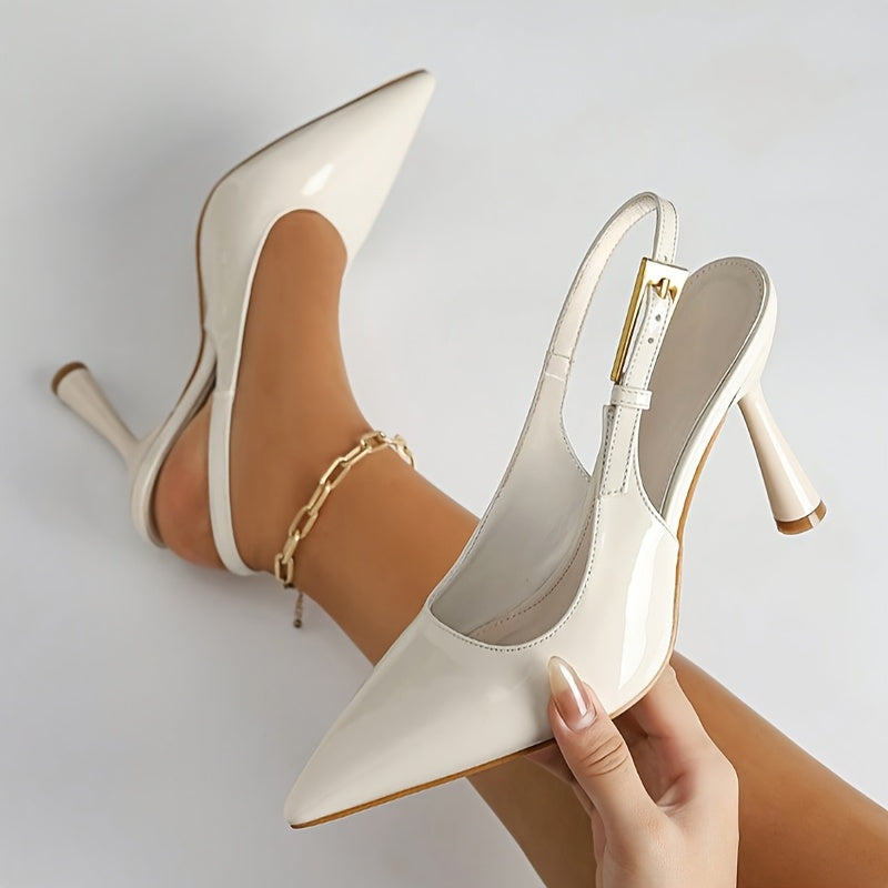 Sandales à Talons Hauts Élégantes Femme – Bride Cheville, Bout Pointu, Semelle Caoutchouc, Fermeture Boucle, Style Glamour pour Soirées et Événements