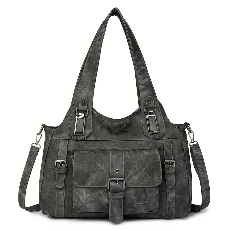 Sac Cabas Femme Rétro Taole en Synthétique avec Bandoulière Amovible – Quincaillerie Dorée et Fermeture Éclair, Couleurs : Gris / Beige / Marron / Noir – Sac Vintage pour Travail et Voyages, Sac Synthétique Durable