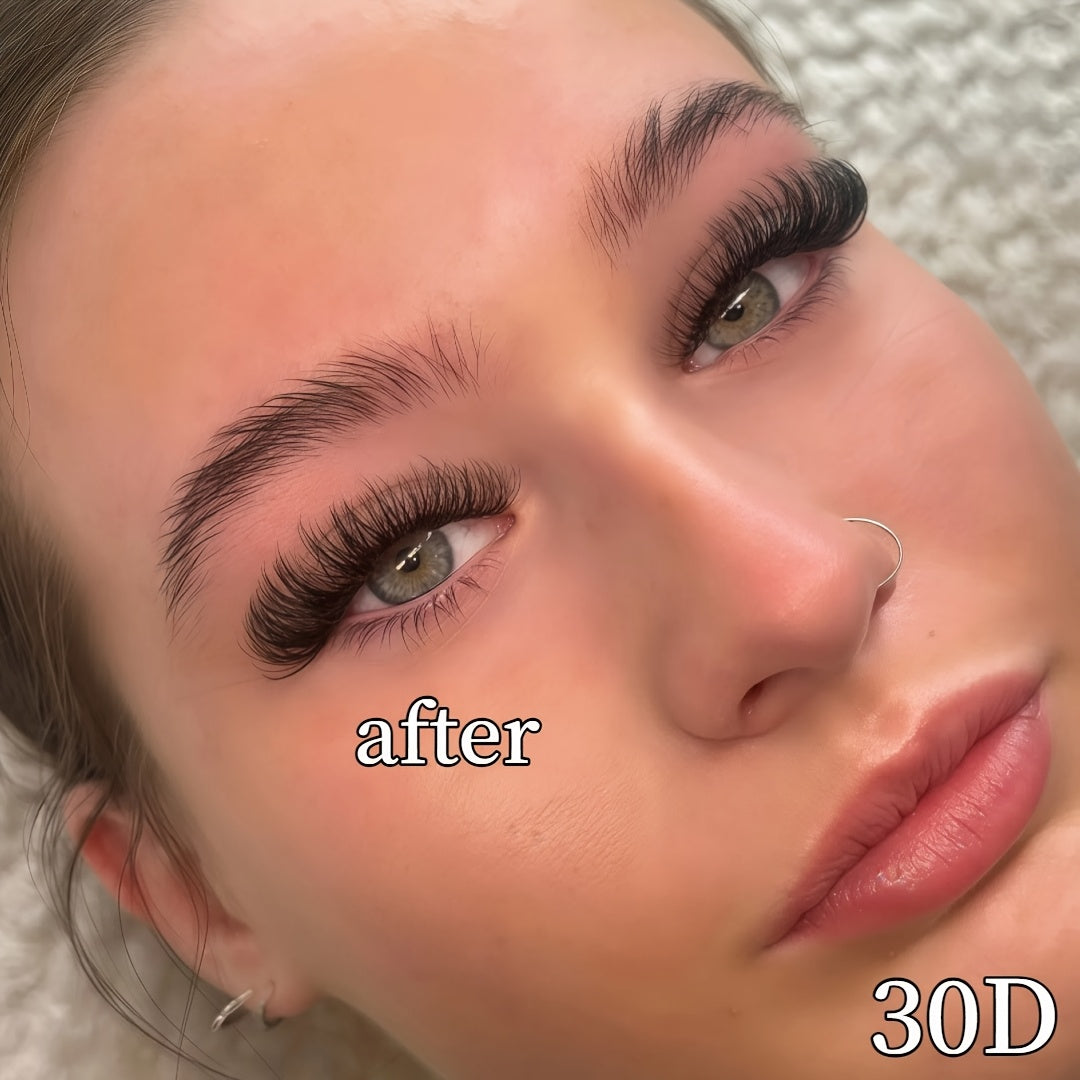 200 bouquets de cils 30D/80D longueurs mixtes 10-16 mm mix & match D Curl cils naturels volumineux 3D effet scintillant style yeux russes légers et confortables kit DIY facile