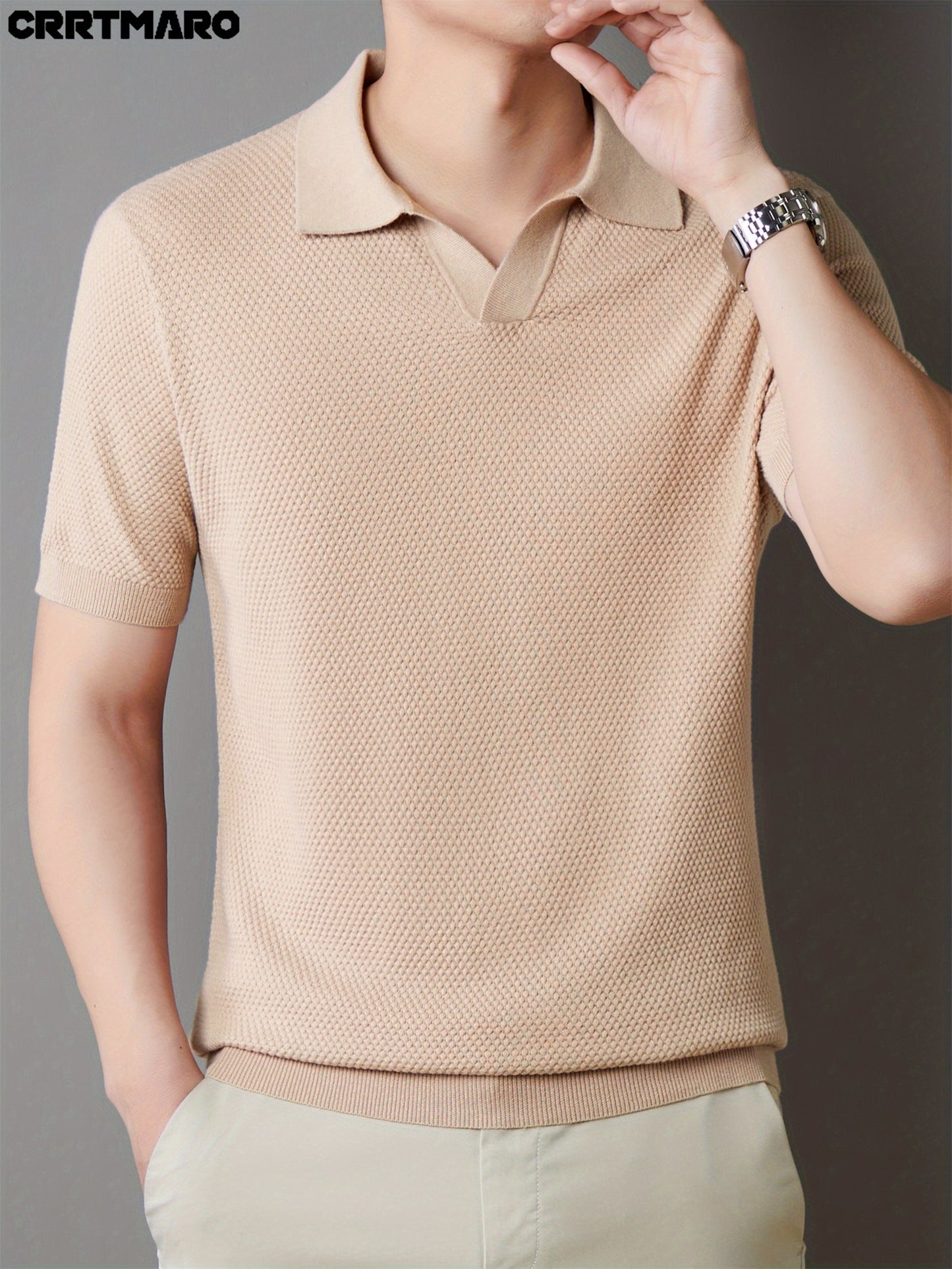 Men's 100% Cotton Shirt - Classic Fit Casual Short Sleeve, Solid Color Button- Collar for Spring/Fall, Versatile for Office & Casual Attire