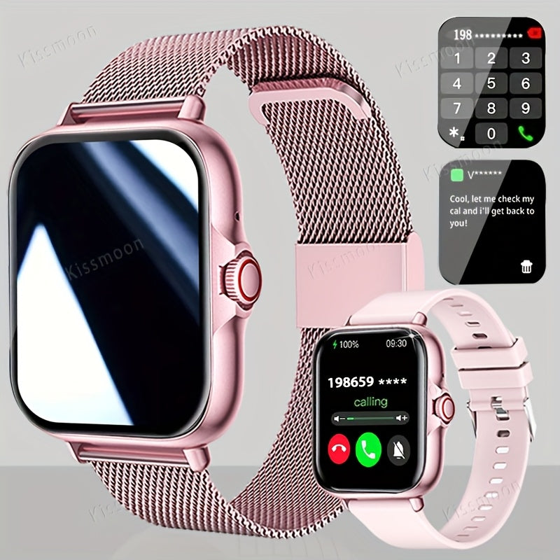 Montre Connectée 4,65 cm à Écran Tactile Complet – Appels Sans Fil, 100+ Modes Sport, Bluetooth 4.0, Bracelet Acier Inoxydable, Recharge USB, Contrôle Caméra et Musique à Distance, Compatible iPhone/Android, Cadeau Idéal pour les Passionnés de Fitness