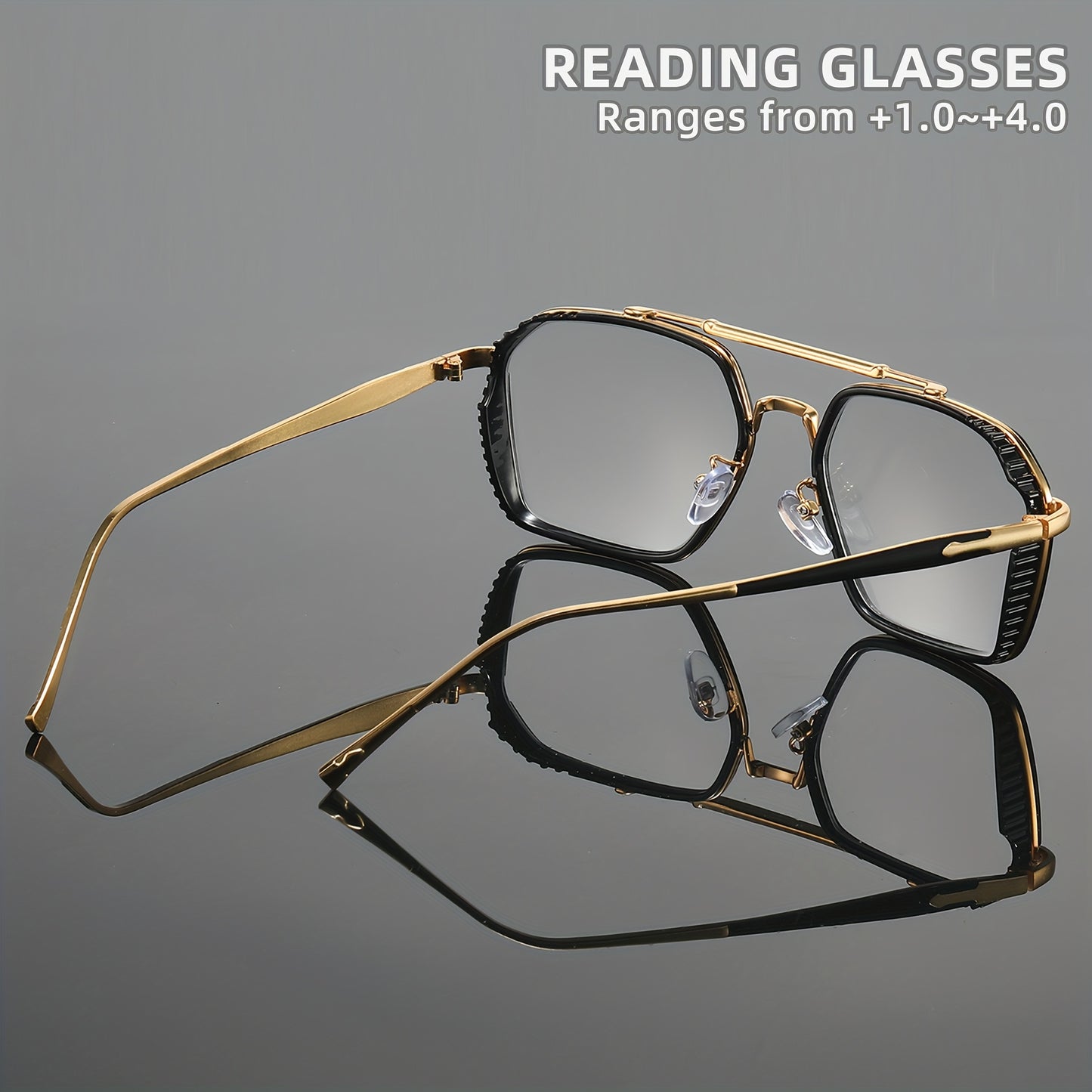 Men's metal PC inner circle square fashionable classic reading glasses for reading, reading, playing games, high-end elderly farsightedness reading glasses for presbyopia,christmas gifts