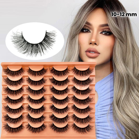 14 Paires de Cils Mink Fluffy – Cils Russe 3D, Faux Cils Épais et Désordonnés, Parfaits pour Maquillage