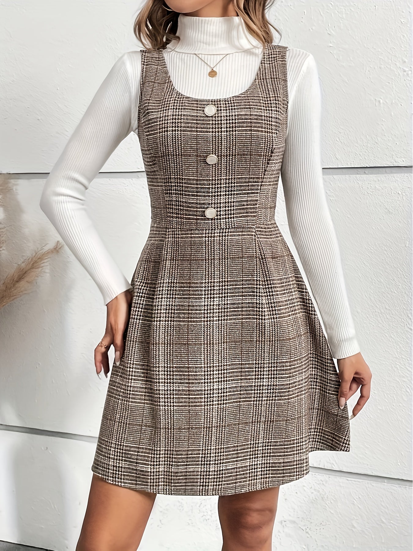 Robe A-line élégante pour femme – Marron et beige