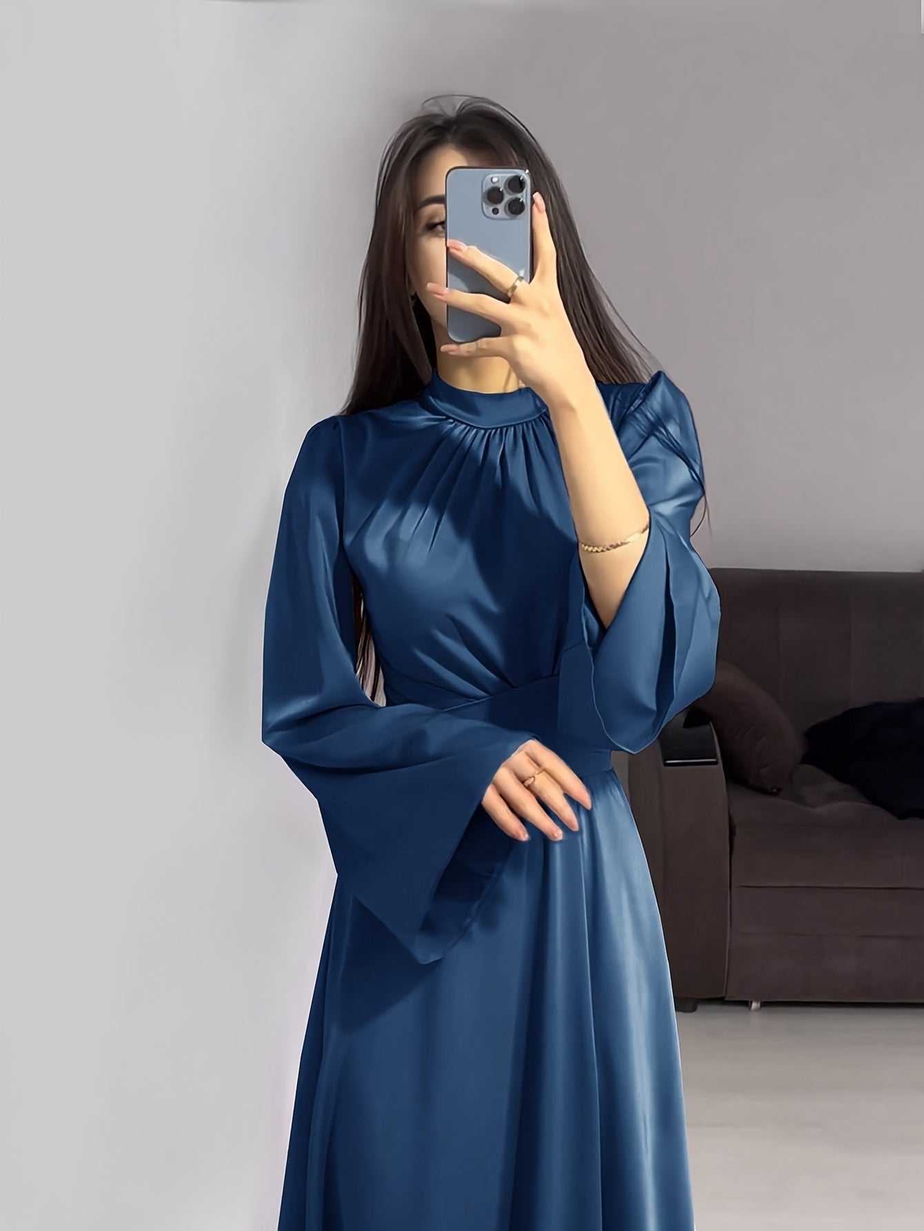 Elegant Arab Dress | Solid Color, Suitable for Spring/Summer/Fall Seasons