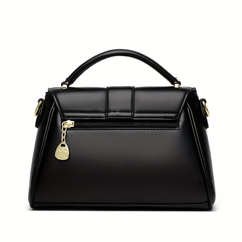 Sac bandoulière noir élégant femme poignée ronde réglable zip polyester