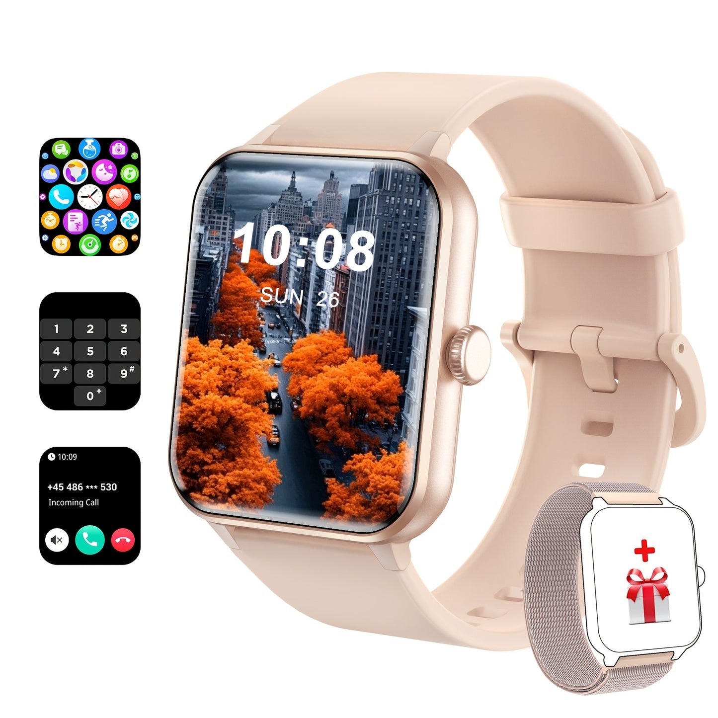 Montre Connectée Homme et Femme – Appels, Réception, Numérotation, Assistant Vocal IA, Écran 4,65 cm, Suivi Sportif et Fitness avec Podomètre, Calories, Distance, Idéal Cadeau Saint-Valentin ou Anniversaire