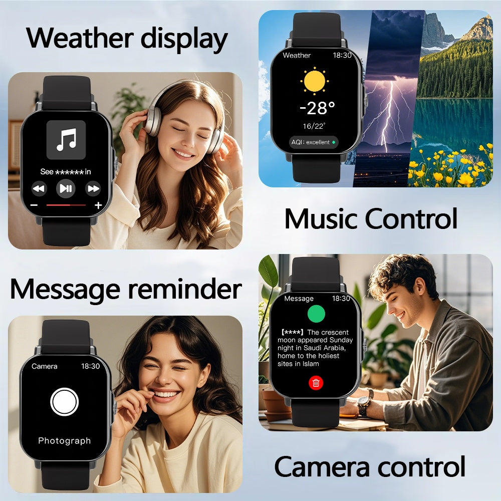 Montre Connectée 2025 Homme & Femme – Dernier Modèle avec Fonctions Multiples : Mode Sport, Alertes Messages, Notifications d’Appels, Réveil, Batterie Rechargeable USB