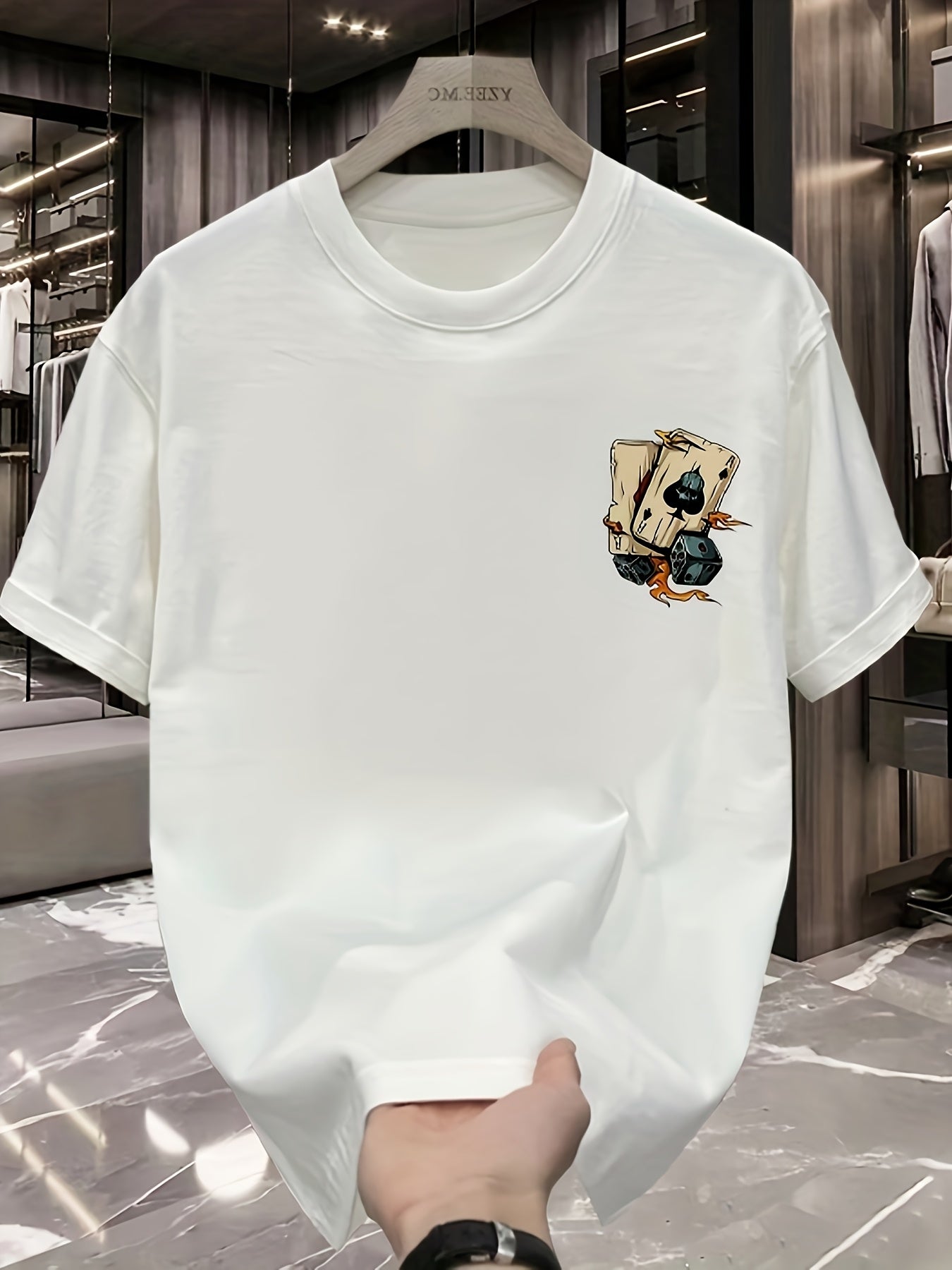 Men's Heavyweight 100% Cotton Gaming Graphic T-Shirt - Oversized Relaxed Fit Retro Video Game Controller Print with Japanese Text & Flames, Large Size Casual Summer Tee for Casual Attire, Machine Washable Round Neck Short Sle