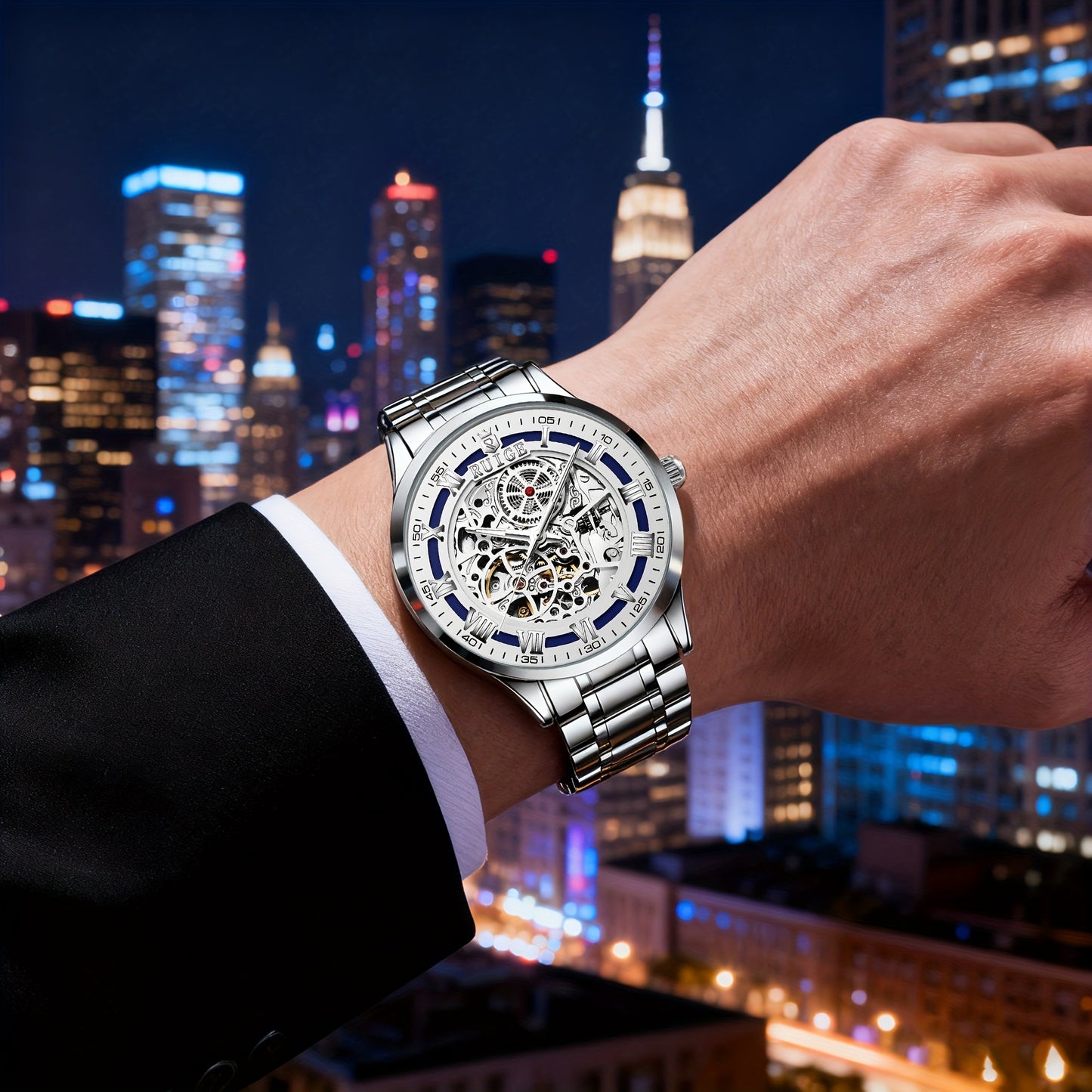 Montre Mécanique Automatique pour Homme – Cadran Squelette à Remontage Automatique, Aiguilles Luminescentes, Bracelet en Acier Inoxydable – Idéale pour le Quotidien, les Tenues Business & Formelles – Sans Batterie