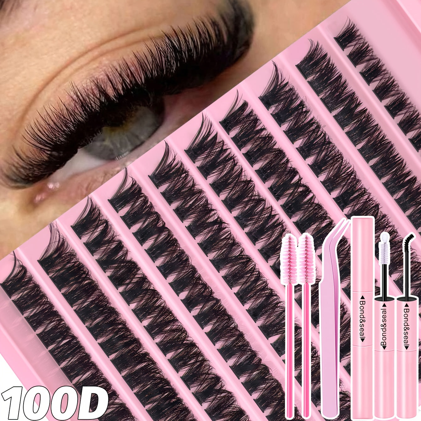 Kit Extensions de Cils 200 pcs — Cils Curl D 30D/40D/80D/100D, Longueurs Mixtes 8-16 mm, Styles Naturels Fins et Épais/Très Épais, Kit Auto-Application avec Colle, Scellant et Outil Applicateur, Pour Usage Domestique, Débutants, Réutilisable